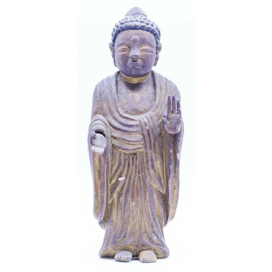 Japanese Meiji Gilt Lacquered Standing Buddha 10''