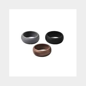 Killer Deals Set of 3 Silicone Rings for Men - Black/Grey/Brown - Size USA-9 RSA-S- 51743/6198 A7