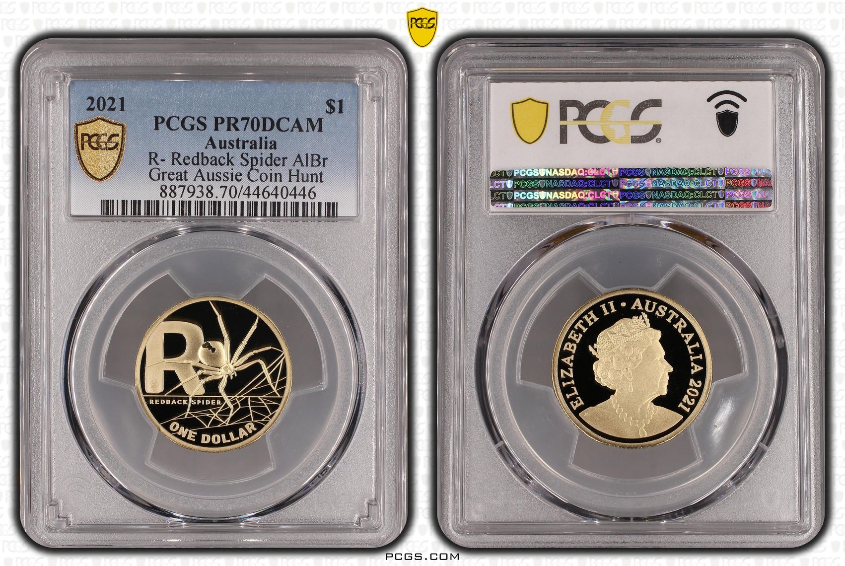 2021 Australia One Dollar, $1 R- Redback Spider AlBr PCGS - PR70DCAM POP 18/0 -446