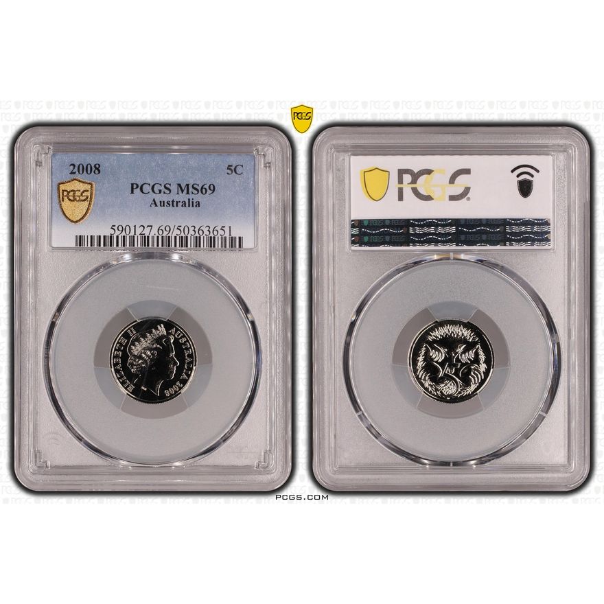 Five Cent, 2008, PCGS MS69