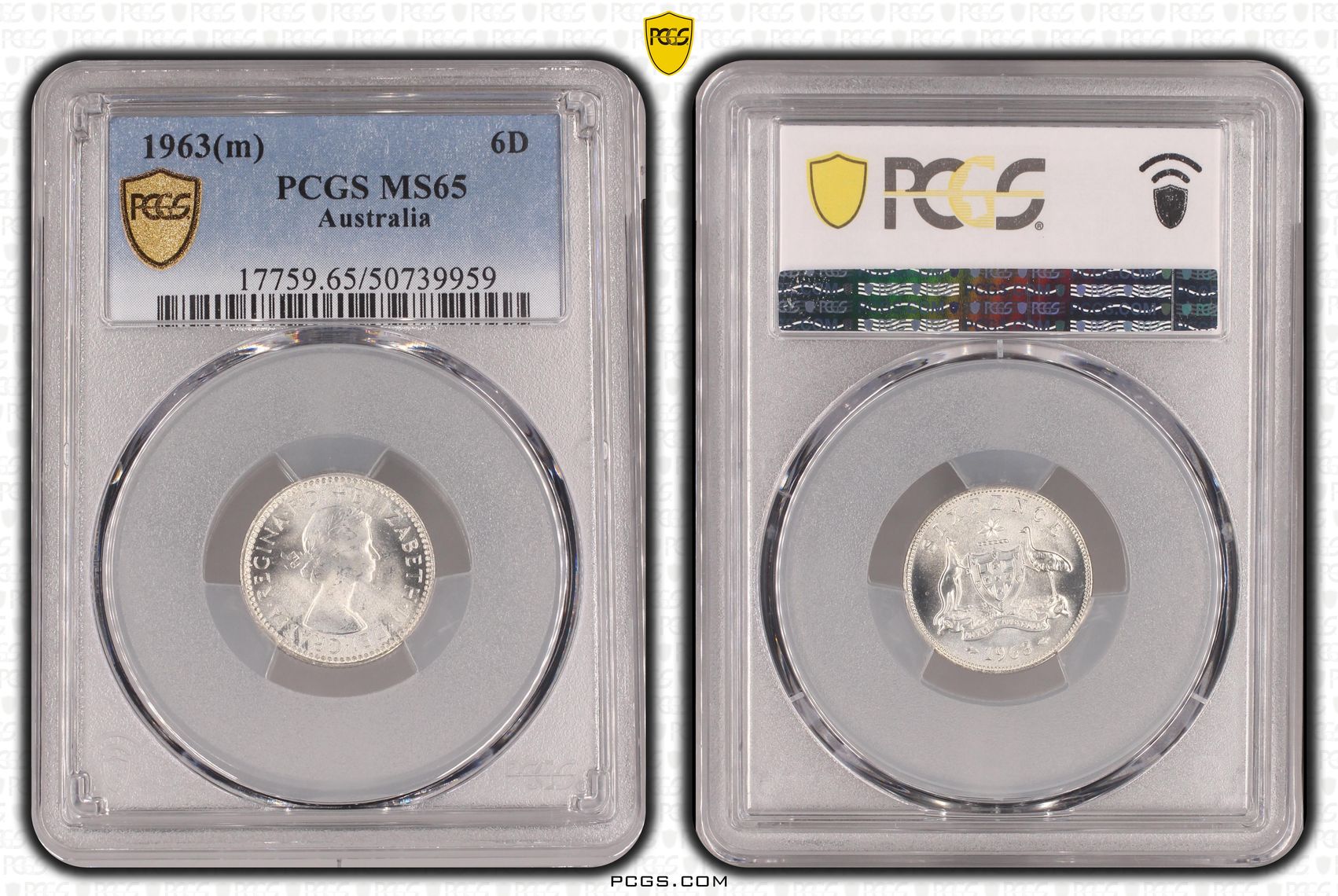 Sixpence, 1963(m), PCGS MS65