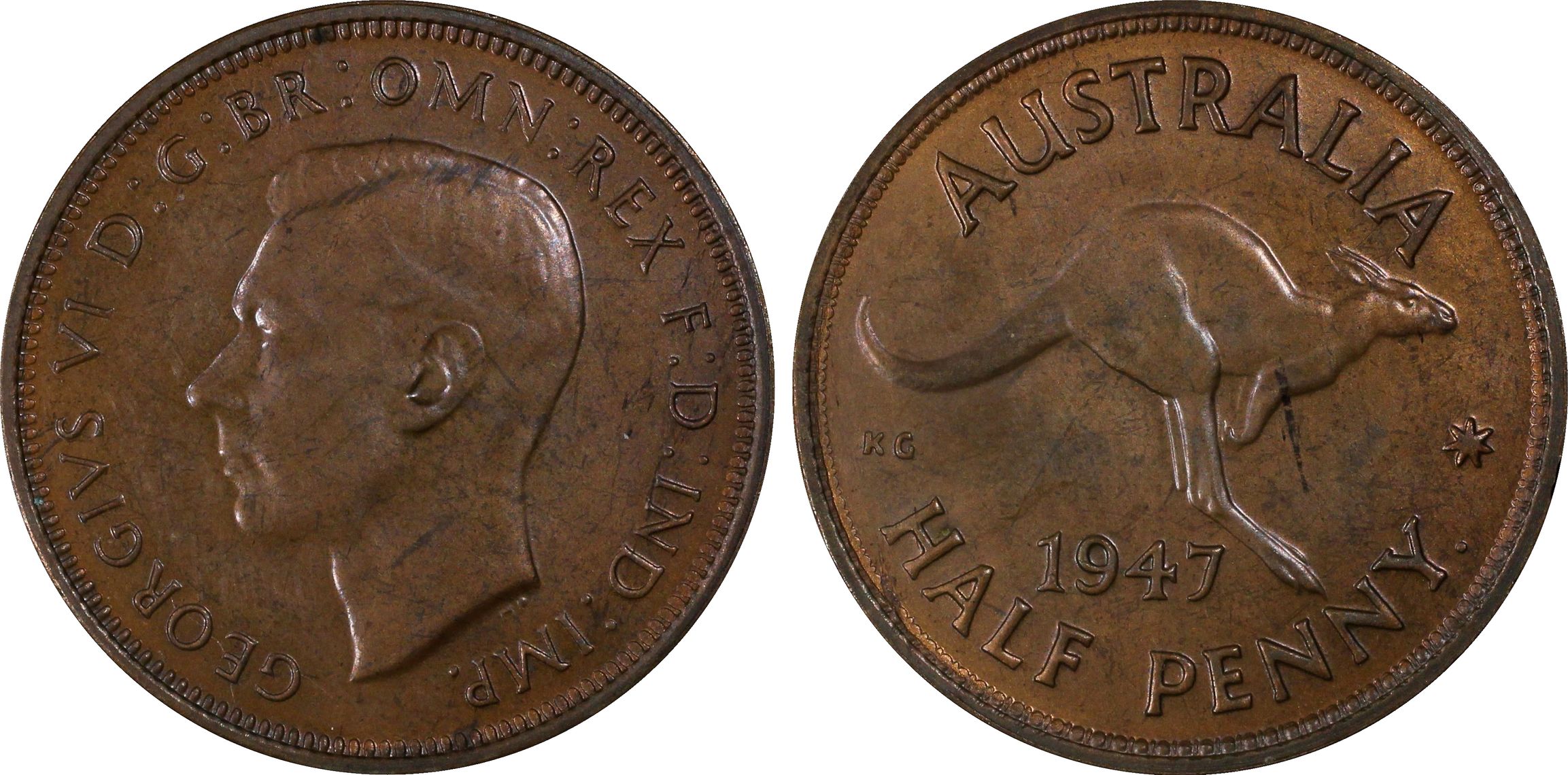 1947(p) Australia Half Penny PCGS - MS64BN -190