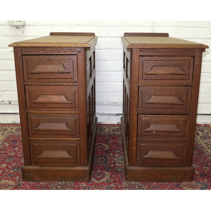 PAIR OF OAK DESK PEDESTAL FILING TRAYS