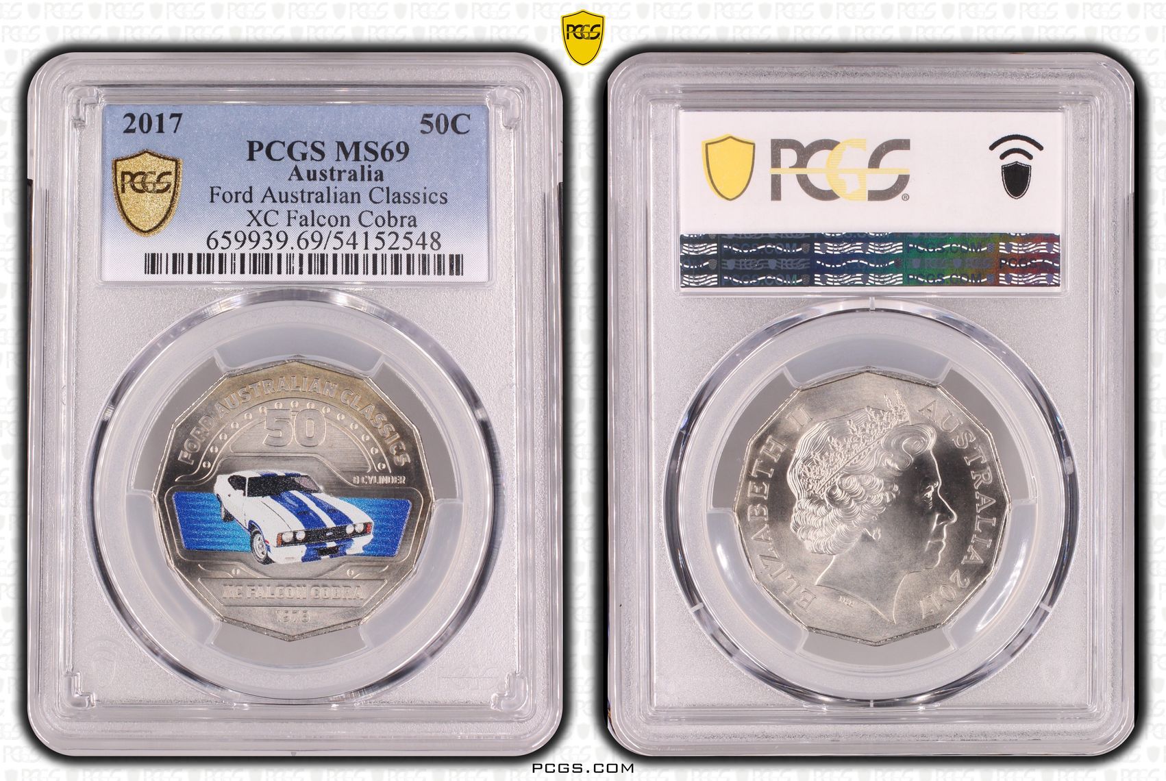 Ford Australian Classics XC Falcon Cobra, Fifty Cent, 2017, PCGS MS69