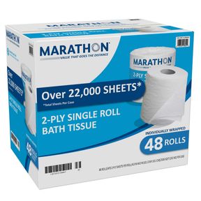 48 ROLLS MARATHON 2-PLY SINGLE ROLL BATH TISSUE