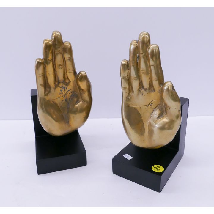 Pair Brass Buddha Hand Bookends- 9.5''
