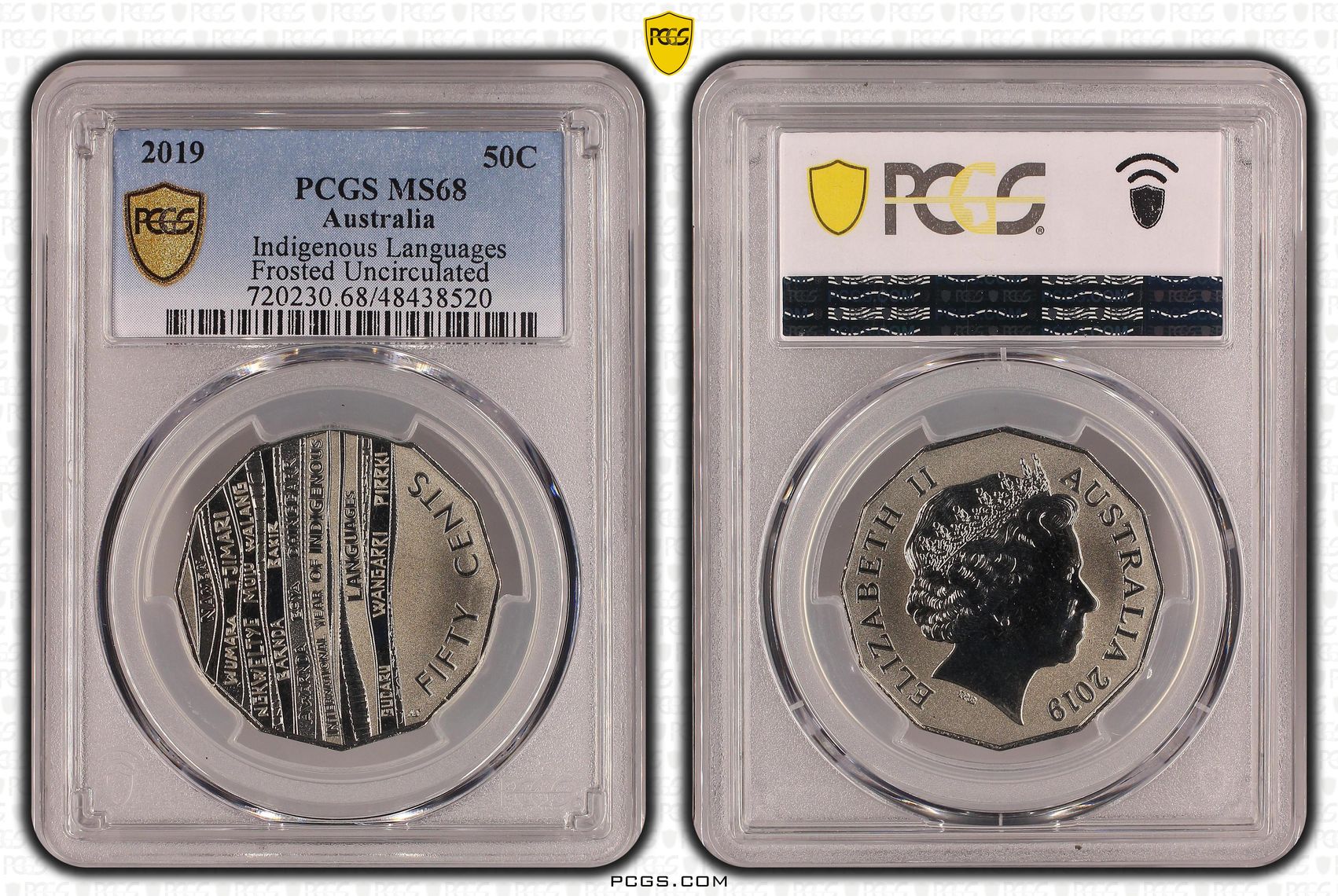 Indigenous Languages Frosted Uncirculated, Fifty Cent, 2019, PCGS MS68