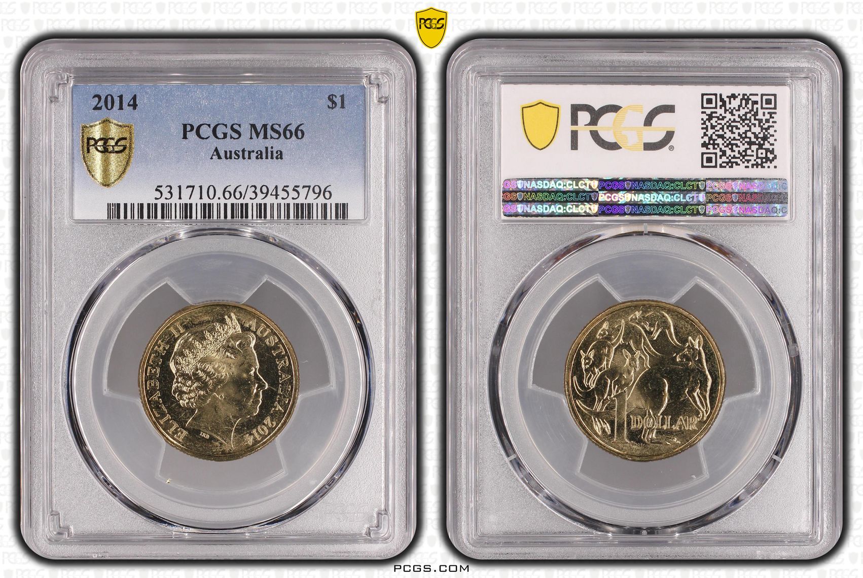 245 · Elizabeth II, One Dollar, 2014, PCGS MS66
