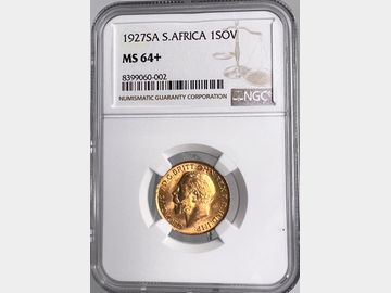 1927 GEORGE V SOUTH AFRICA GOLD SOVEREIGN MS64+
