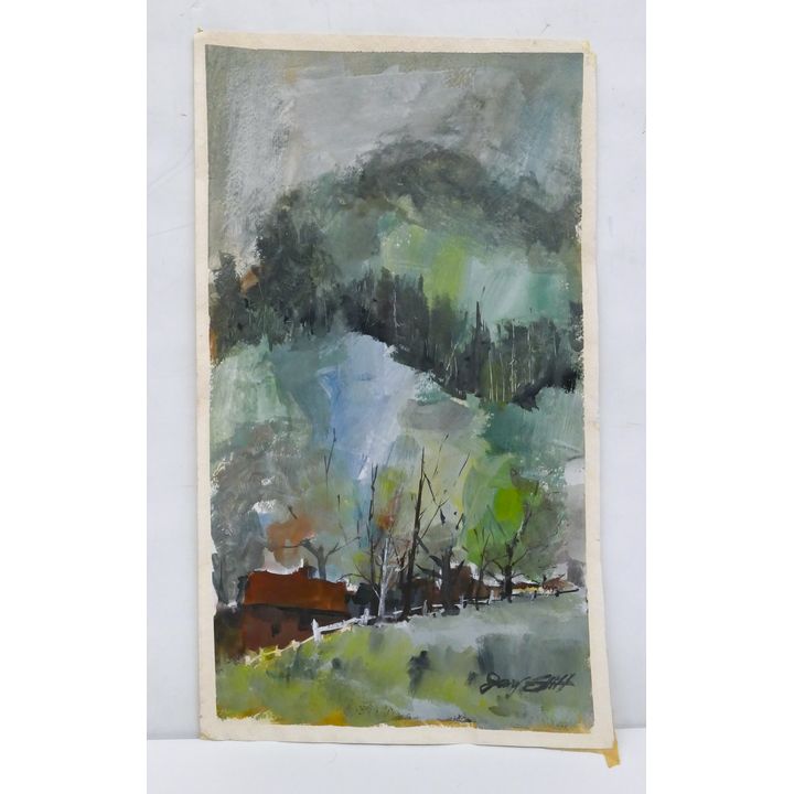 Jerry Stitt NW Landscape Oil on Paper 22" x 13"