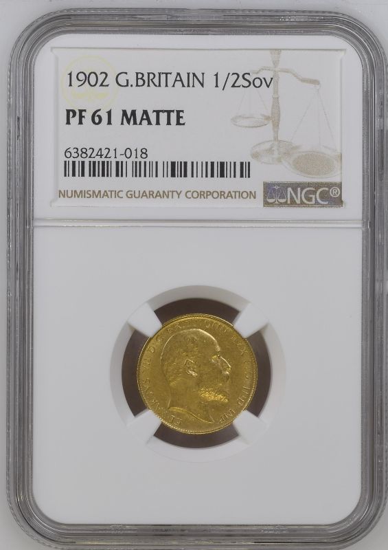 1902 Gold Half-Sovereign Matte proof NGC PF 61 MATTE | The Coin 