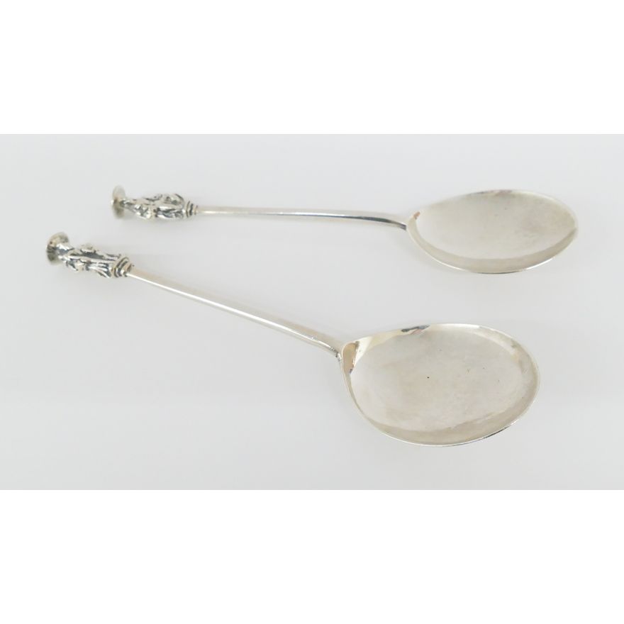 Pair George II James Williams Sterling Seal Spoons, c. 1750