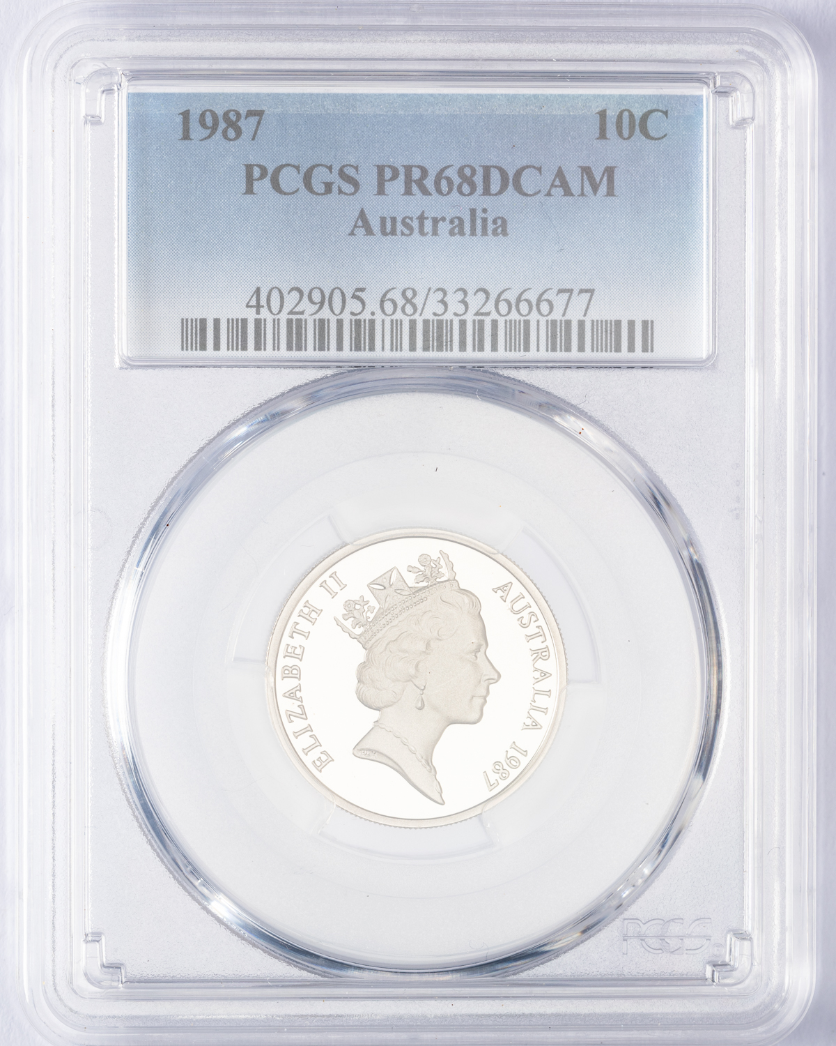 Elizabeth II, Ten Cent, 1987, PCGS PR68DCAM