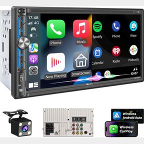 PLZ 7" WIRELESS DOUBLE DIN CAR STEREO APPLE CARPLAY RADIO SCREEN FOR CAR AUDIO RECEIVERS, BLUETOOTH 5.3 CAR PLAY ANDROID AUTO TOUC