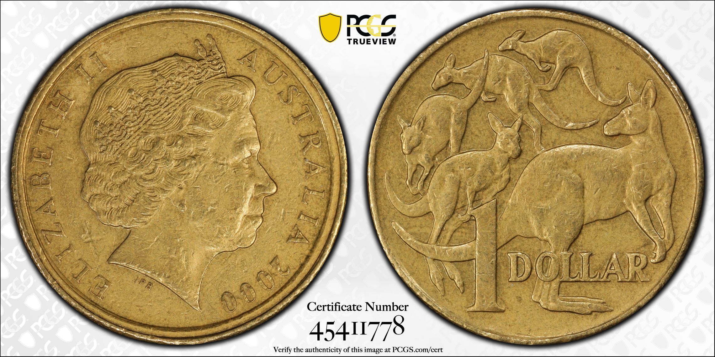 2000 Aus $1 Mule-Struck w/10C Obv Die PCGS AU53