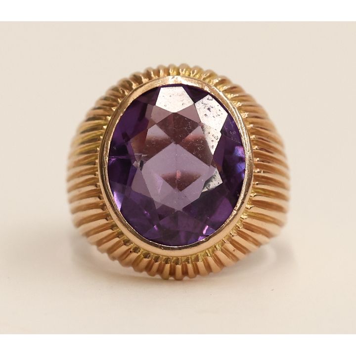 Egyptian 14k Rose Gold Amethyst Ring