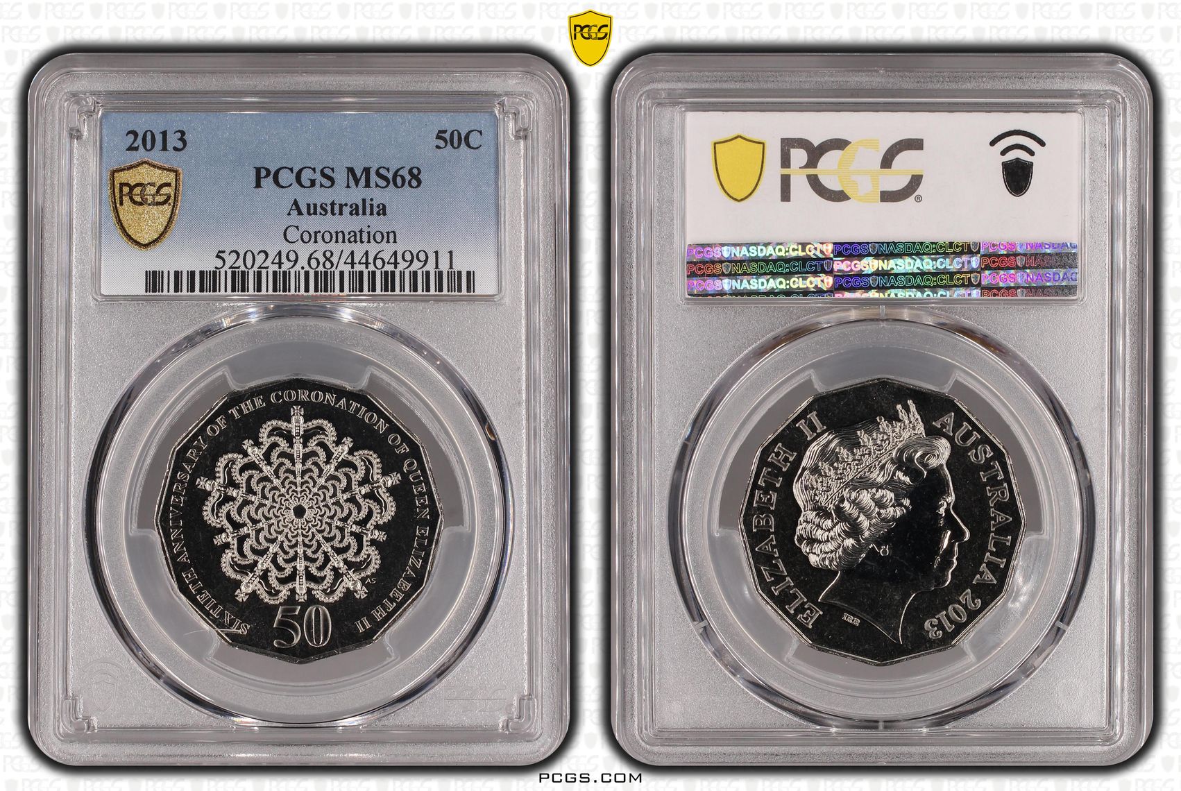 2013 Australia Fifty Cent, 50c Coronation PCGS - MS68 -911