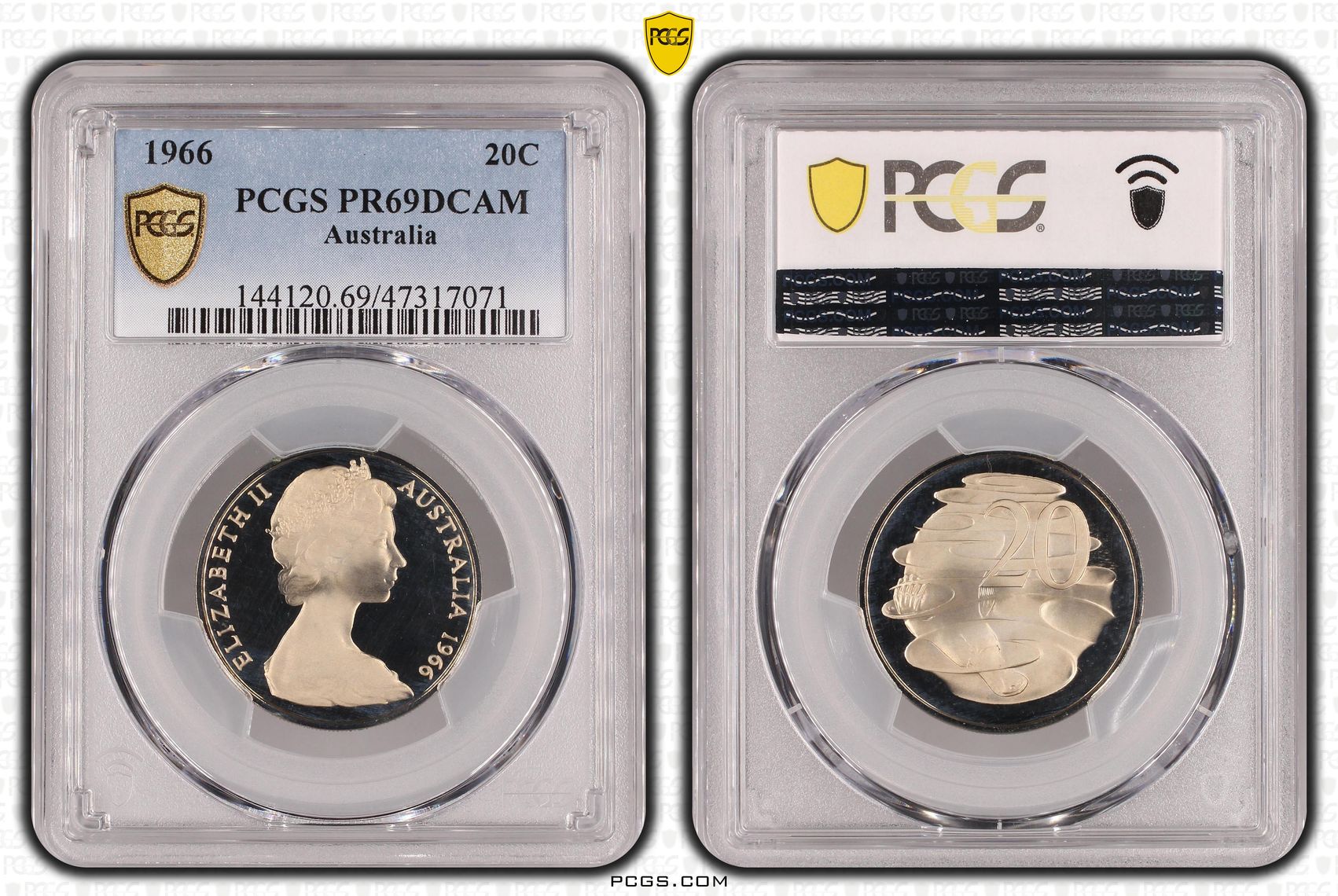 Elizabeth II, Twenty Cent, 1966, PCGS PR69DCAM