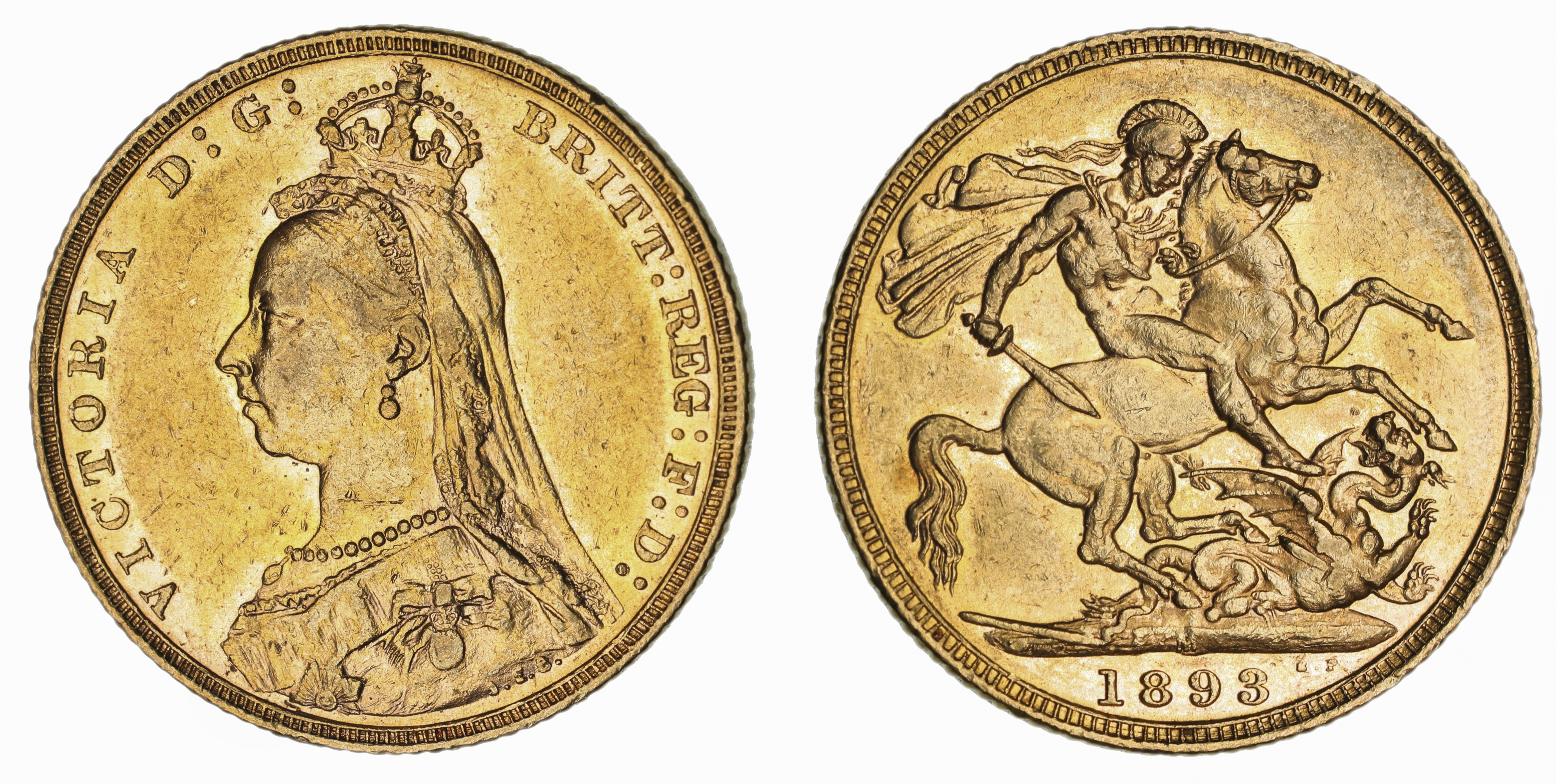 Victoria, St. George Reverse - Melbourne Mint - Jubilee, Sovereign, 1893, EF
