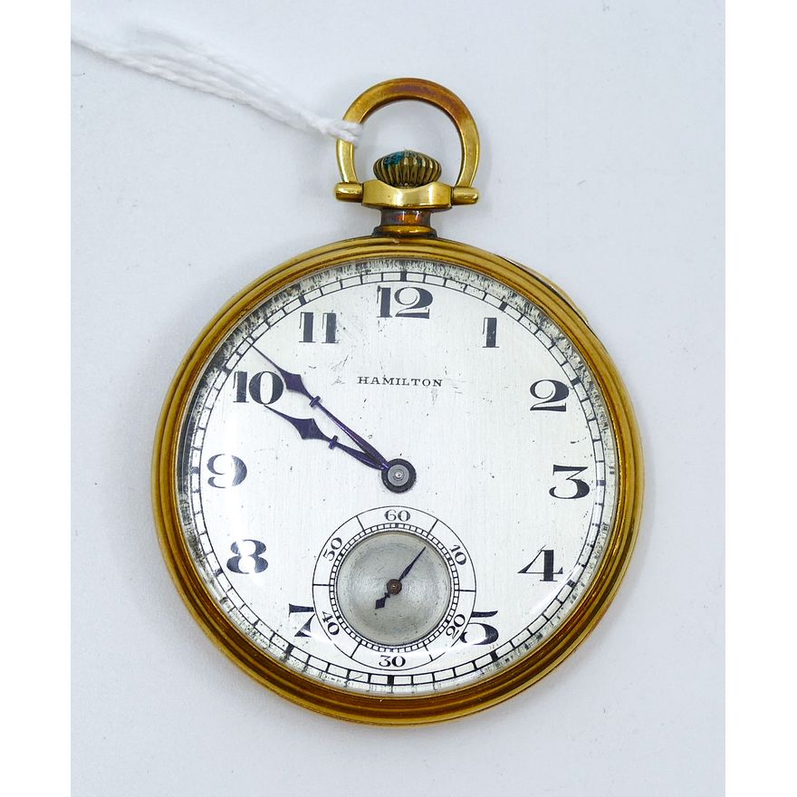 Hamilton Art Deco 14k Grade 916 Pocket Watch 44mm Case - 61 Grams TW