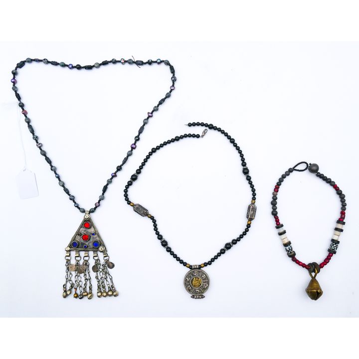 3pc Tibetan, Kashmiri & African Art Necklaces etc.