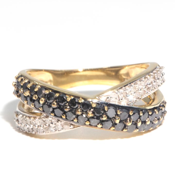 0.93 Carat Black and White Diamond Ring