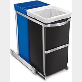 SIMPLEHUMAN CW1016 35L (20/15) PULL-OUT RECYCLING KITCHEN CUPBOARD CABINET BIN, EASY TO INSTALL, COMMERCIAL-GRADE BALL-BEARING TRA