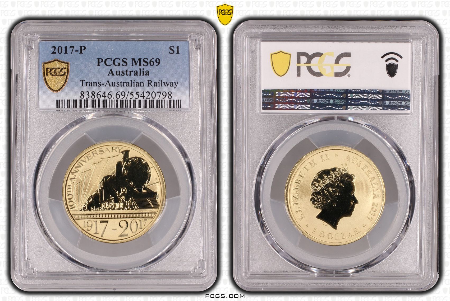 Trans-Australian Railway, POP 3/0, One Dollar, 2017-P, PCGS MS69