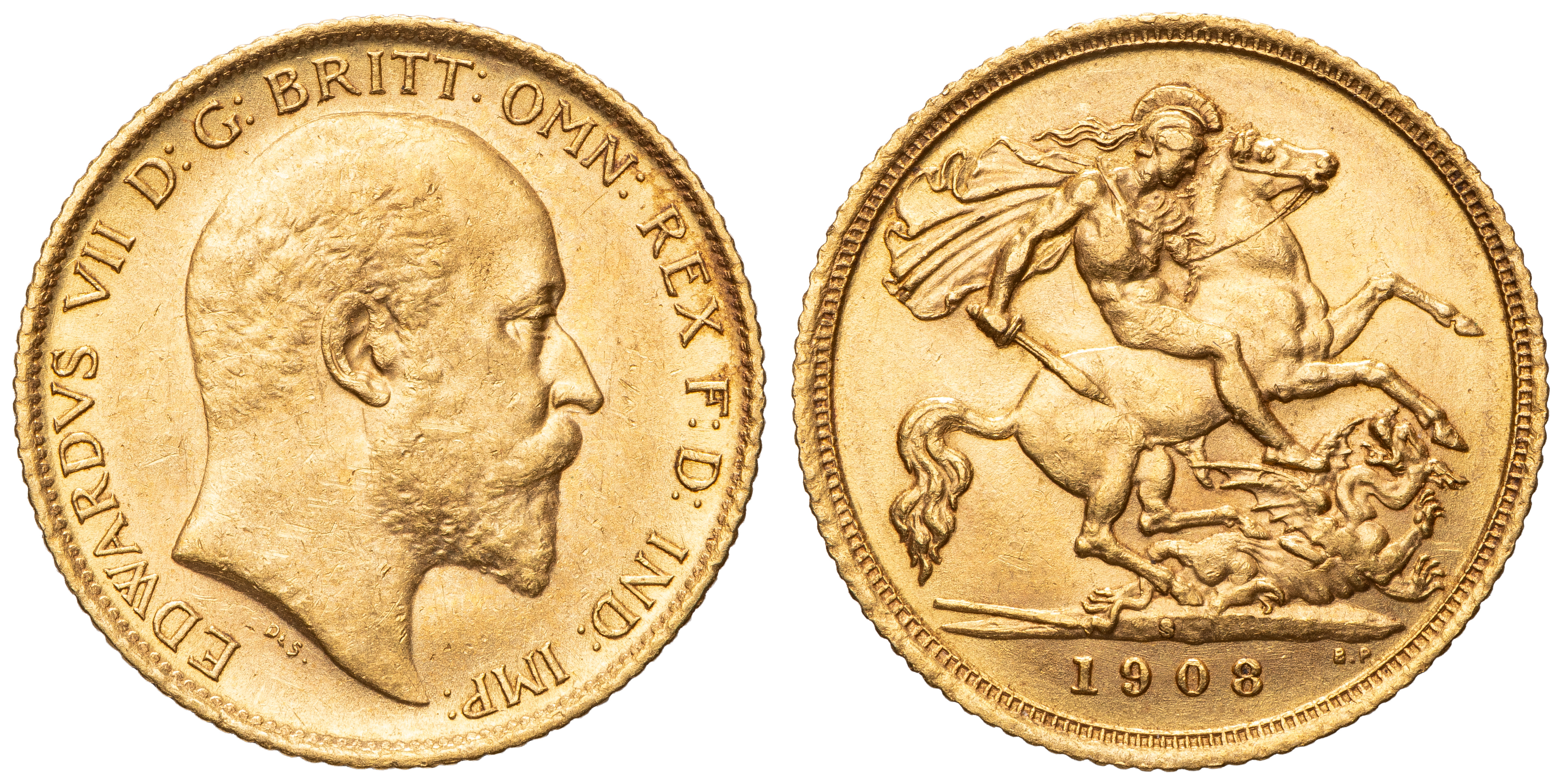 Edward VII, Half Sovereign, 1908-S, aUNC
