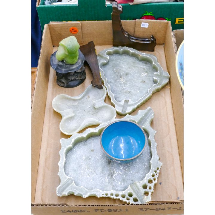 Box Chinese Soapstone Ashtrays etc.
