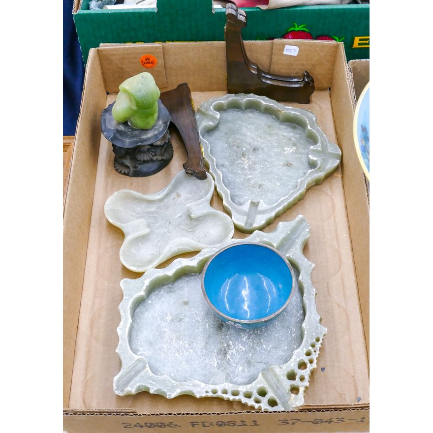 Box Chinese Soapstone Ashtrays etc.
