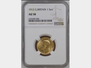 1912 GEORGE V LONDON MINT GOLD SOVEREIGN AU58