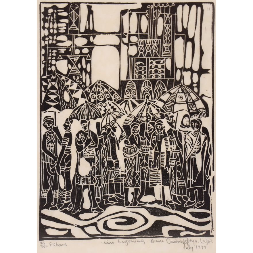 Bruce Onobrakpeya ''Ekhara'' 1979 Linocut