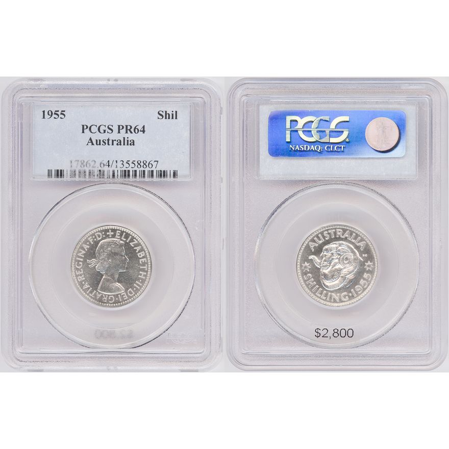 Elizabeth II, Shilling, 1955, PCGS PR64