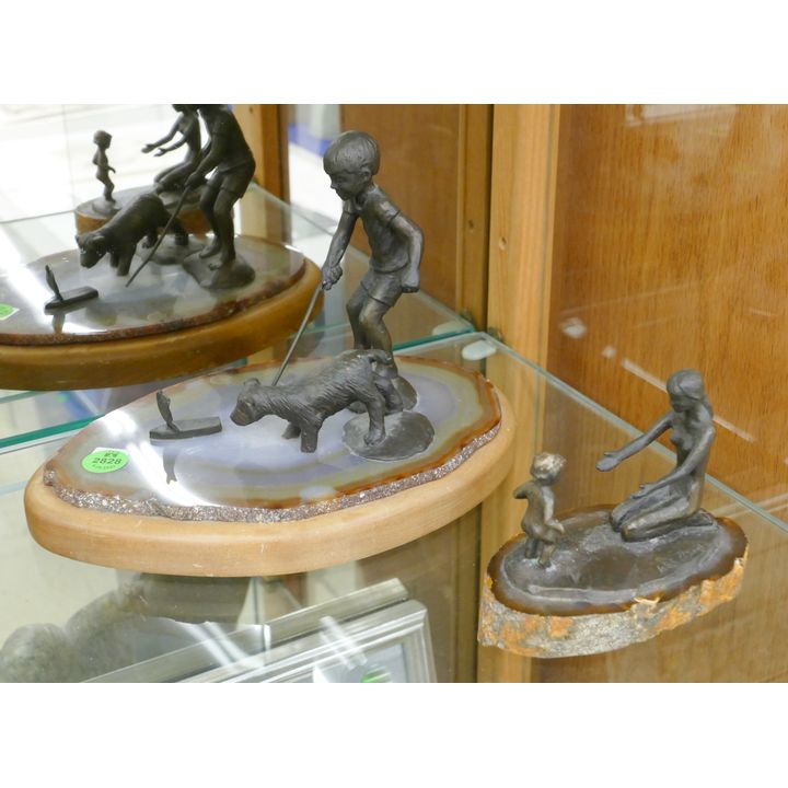 2pc Wah Chang Children Bronze Sculptures- 4.5'' and 9''