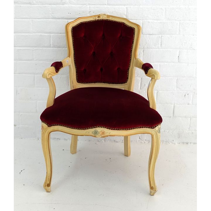 GILDED AND PAINTED OPEN ARMCHAIR