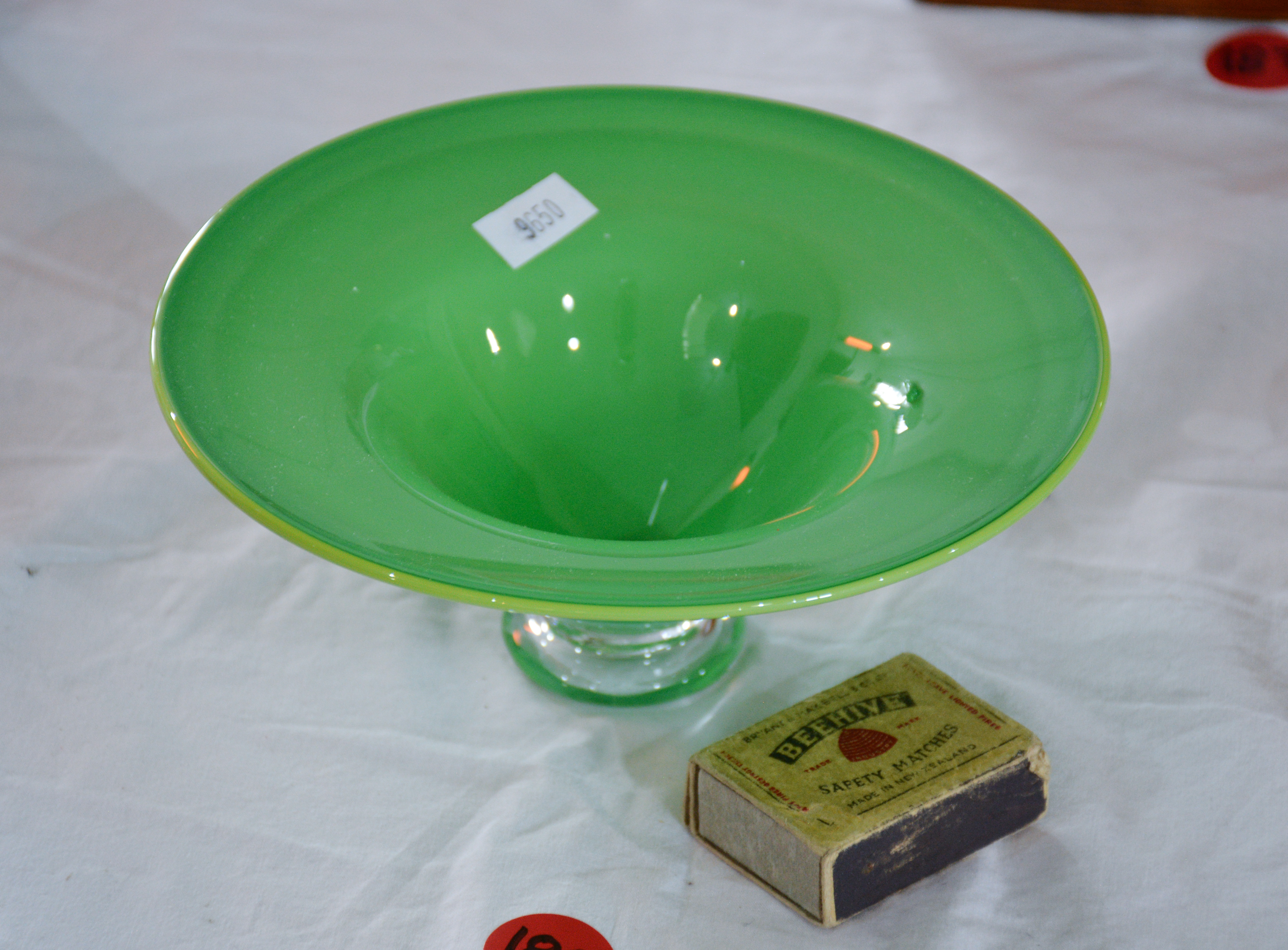Green Art Glass Bowl — sold at auction in New Zealand for $20