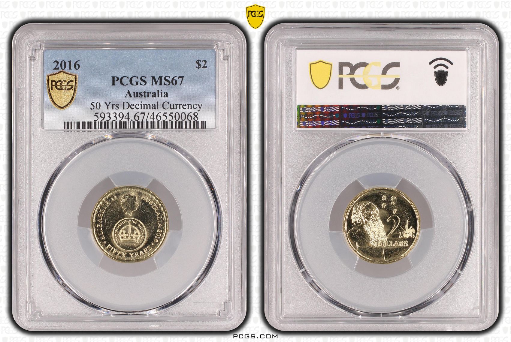 Elizabeth II, 50 Yrs Decimal Currency, Two Dollar, 2016, PCGS MS67