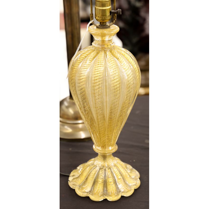 Barovier & Toso Murano Glass Gold Table Lamp 28''