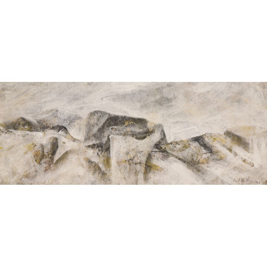 Neil Meitzler ''White Rocks'' 1963 Casein on Board Matted 12''x26''