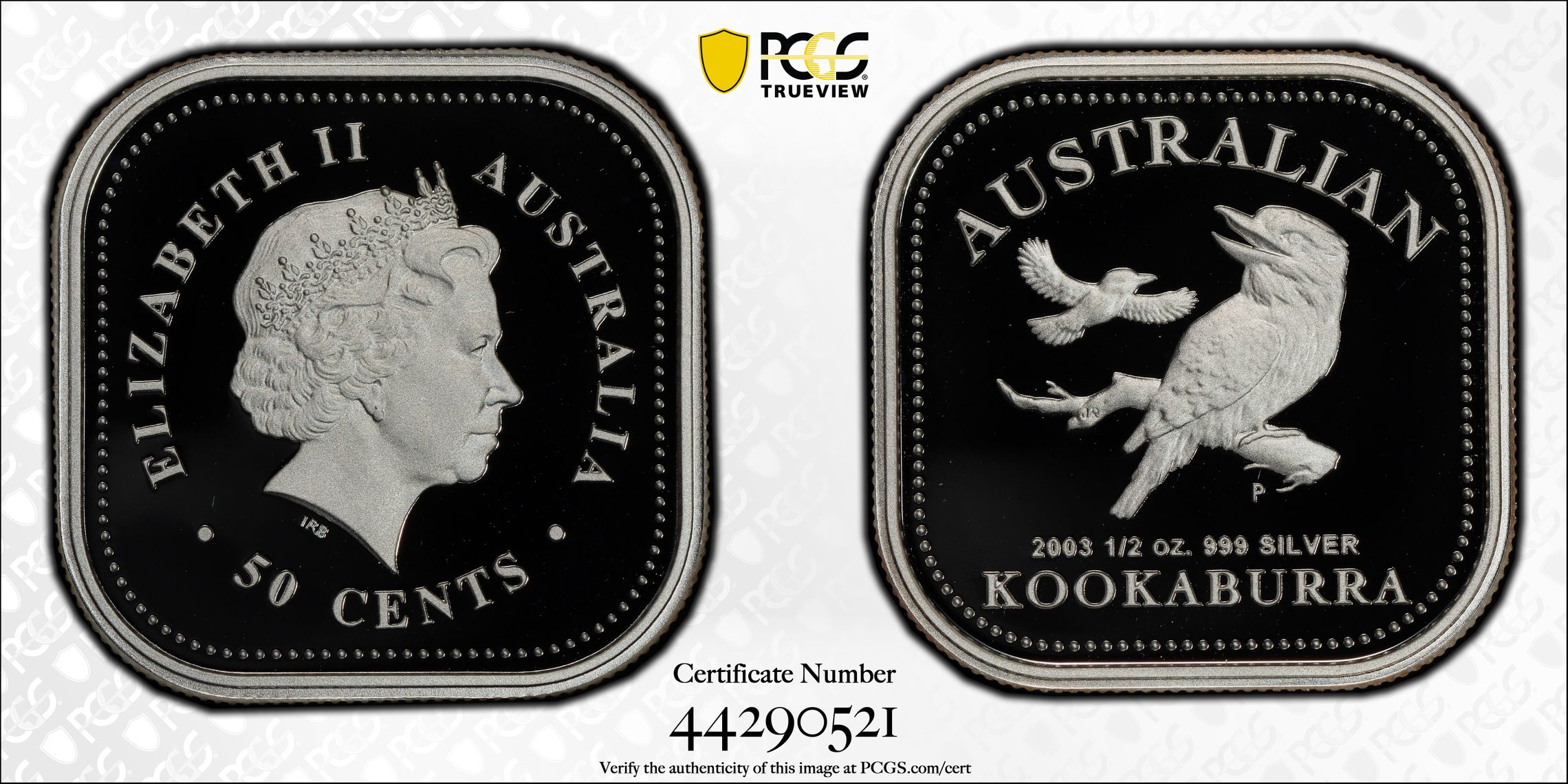 302 · 2003-P Australia Fifty Cent, 50c Silver Proof Kookaburra PCGS - PR70DCAM POP 2/0 -521
