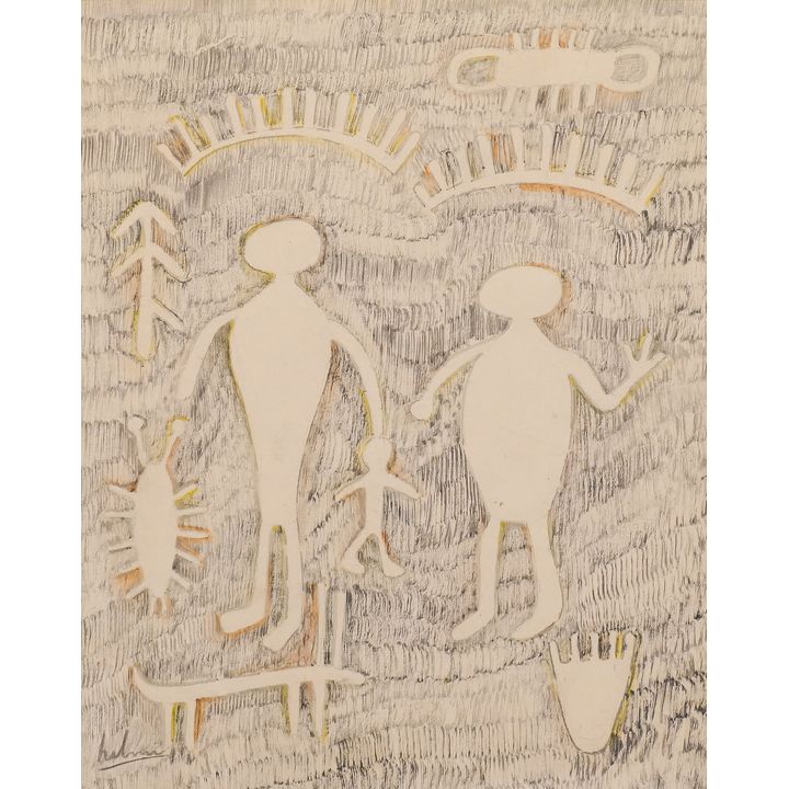 Helmi Juvonen ''Petroglyph'' Mixed Media on Paper