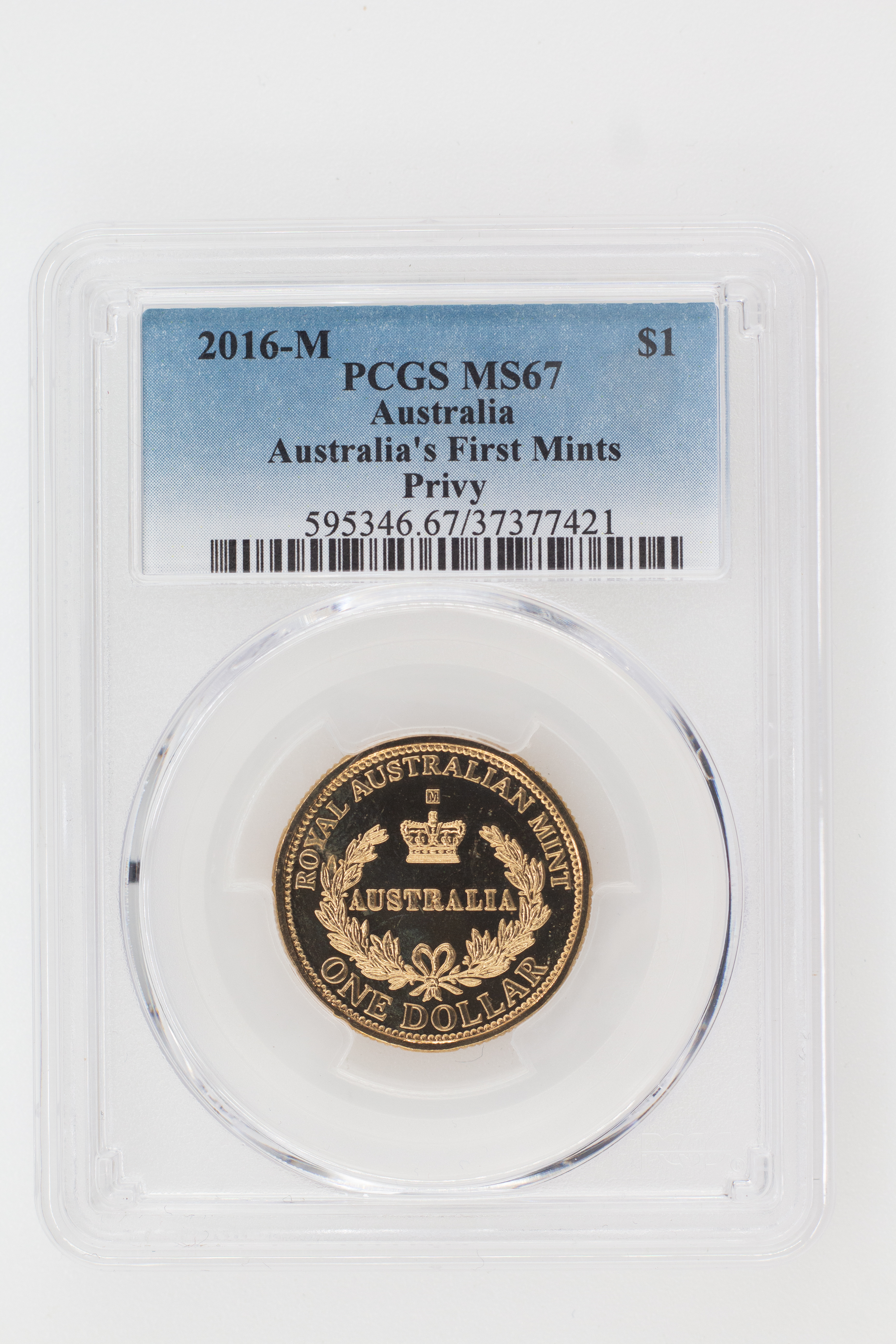 2016-M Australia One Dollar, $1 Australia's First Mints - Privy PCGS - MS67 -421