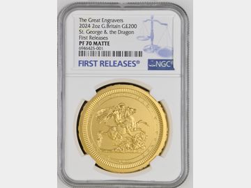 2024 GREAT ENGRAVERS BENEDETTO PISTRUCCI GOLD 2oz PROOF 200 POUND COIN PF70 MATTE TOP POP!