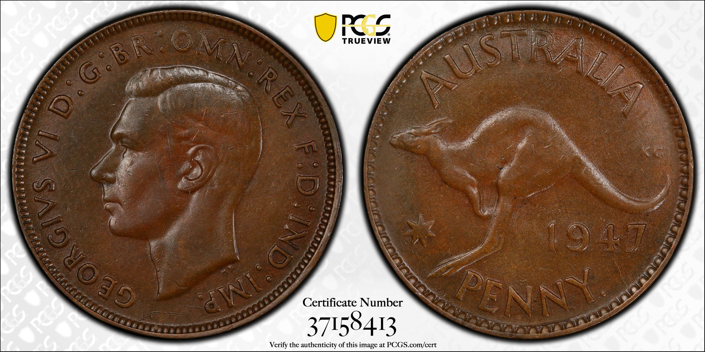 Penny, 1947, PCGS AU55BN