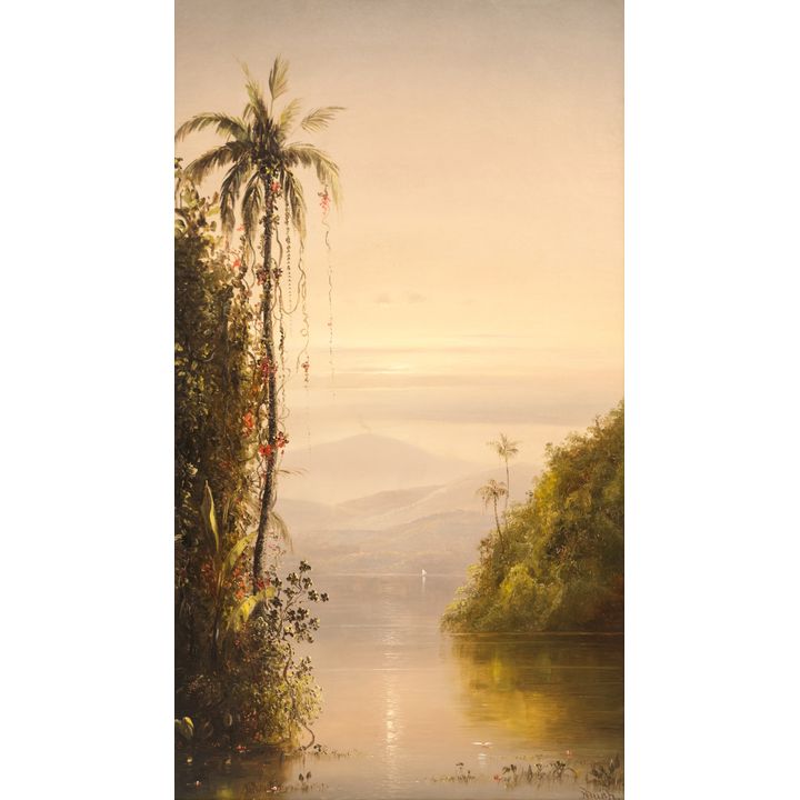 Norton Bush ''Tropical Lake with Volcano'' Oil
