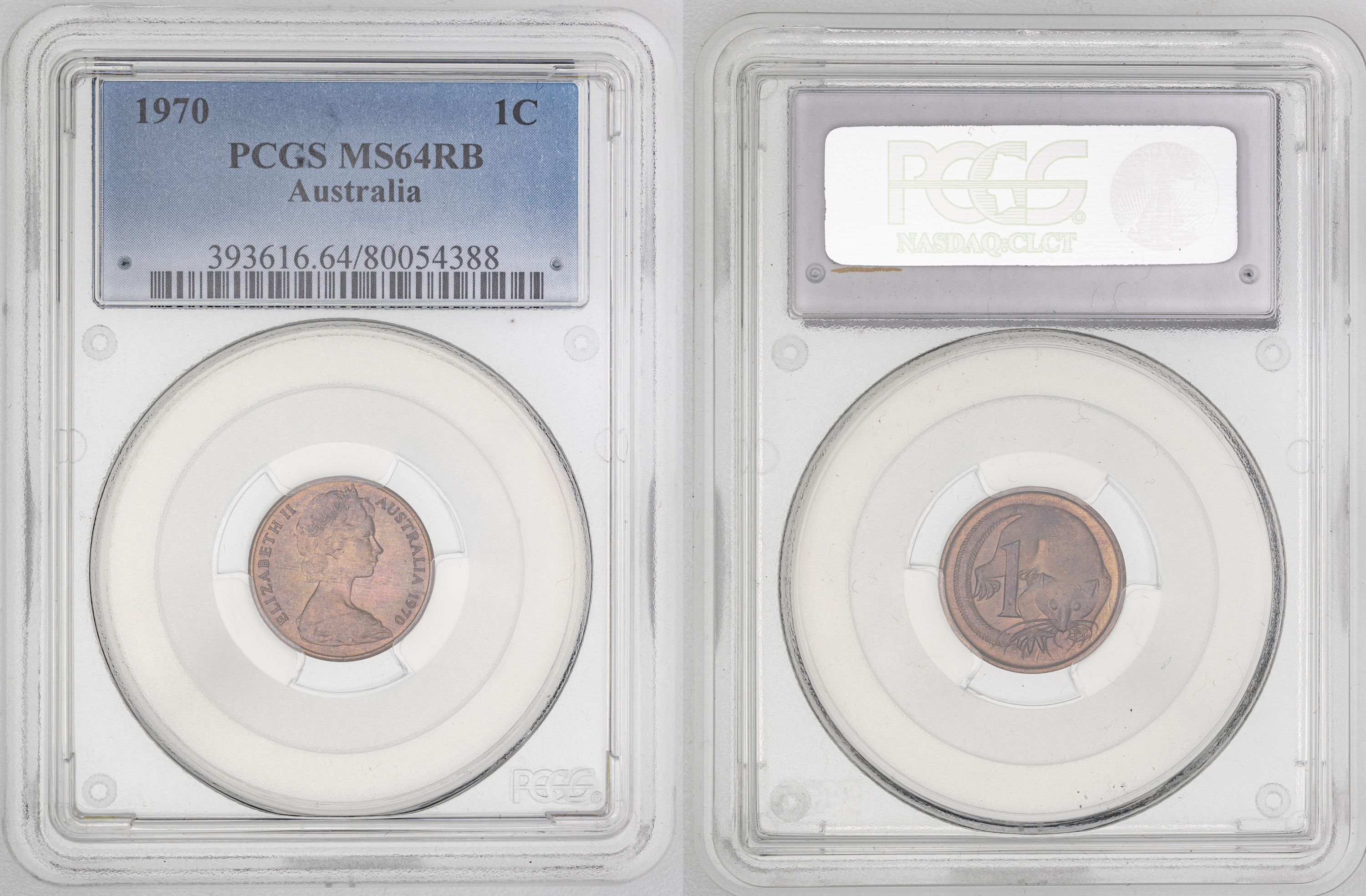 Elizabeth II, KM-62 , One Cent, 1970, PCGS MS64RB