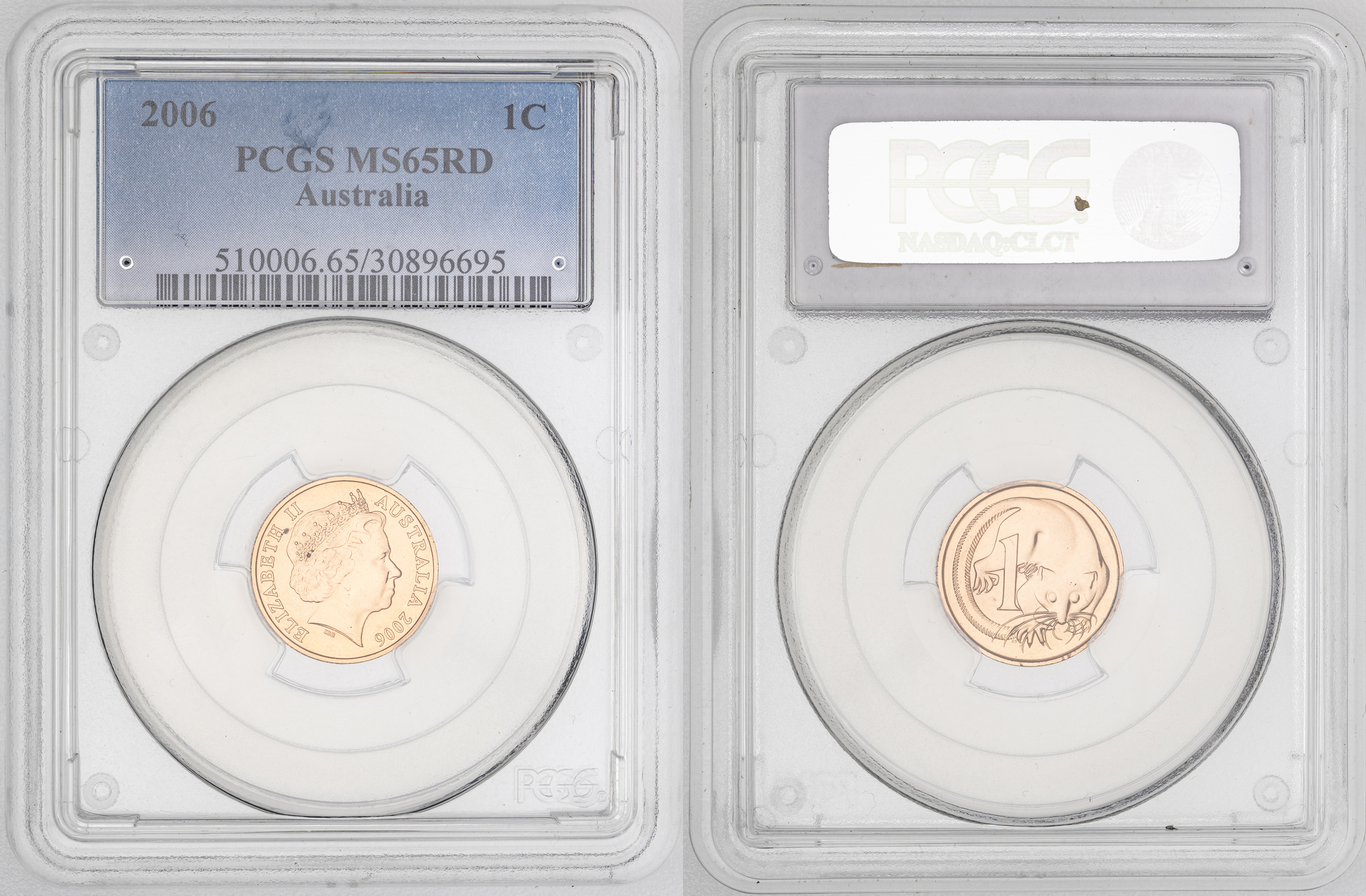 101 · Elizabeth II, KM-767 , One Cent, 2006, PCGS MS65RD