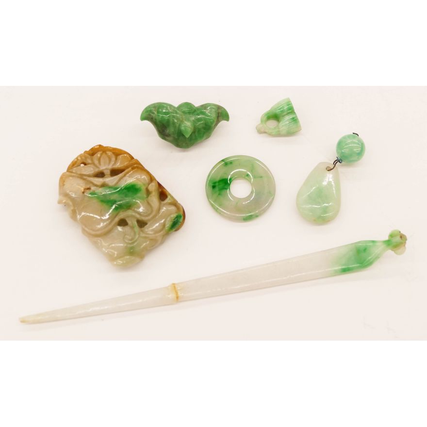 4pc Chinese Qing Jadeite Jewelry .5'' to 5.5''