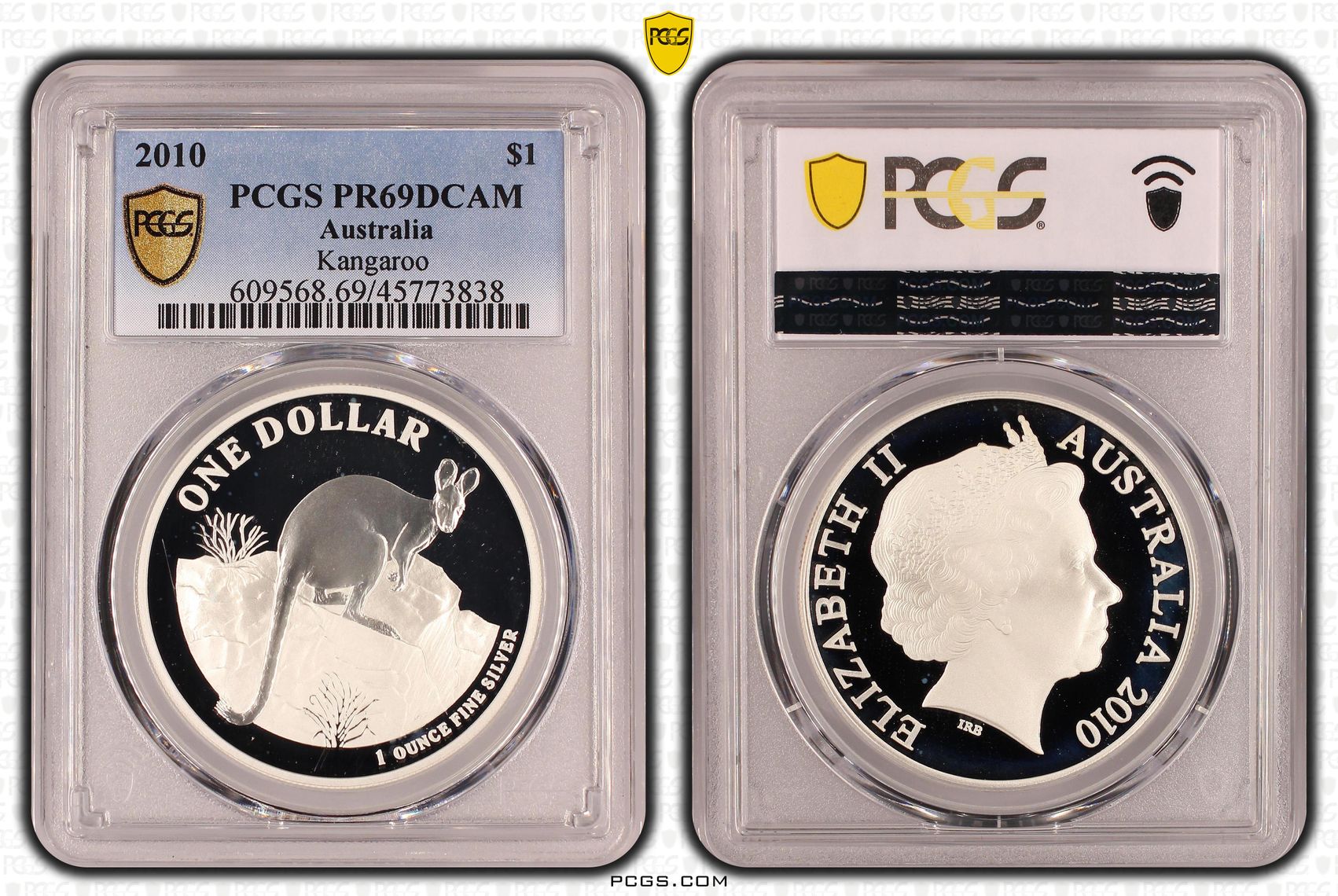 Elizabeth II, Kangaroo, POP 5/0, One Dollar, 2010, PCGS PR 69DCAM